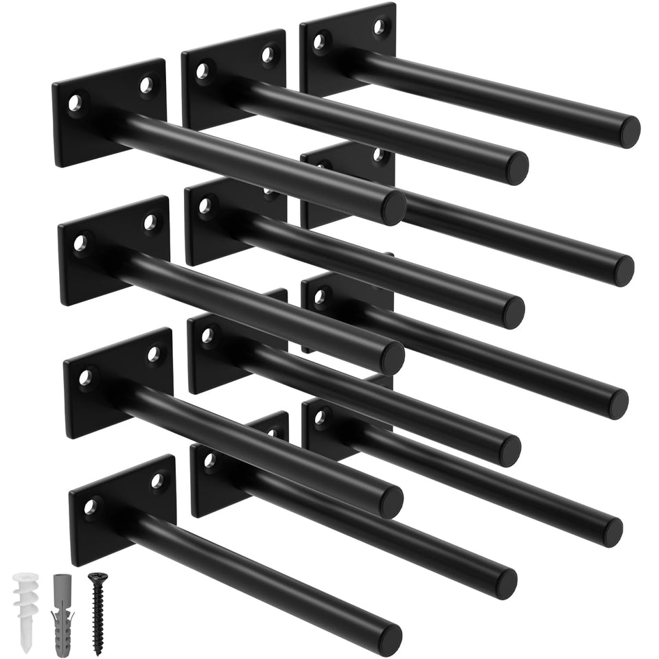 LEOPO 12-pack 10-inch floating brackets provide strong steel support for wood shelves.