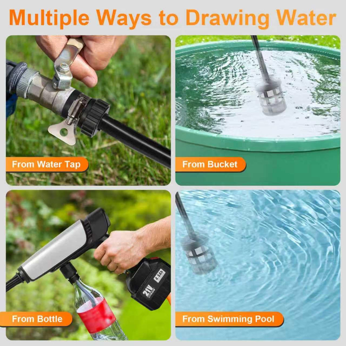 LEOTER water draw from bucket, faucet, pool, or lake.