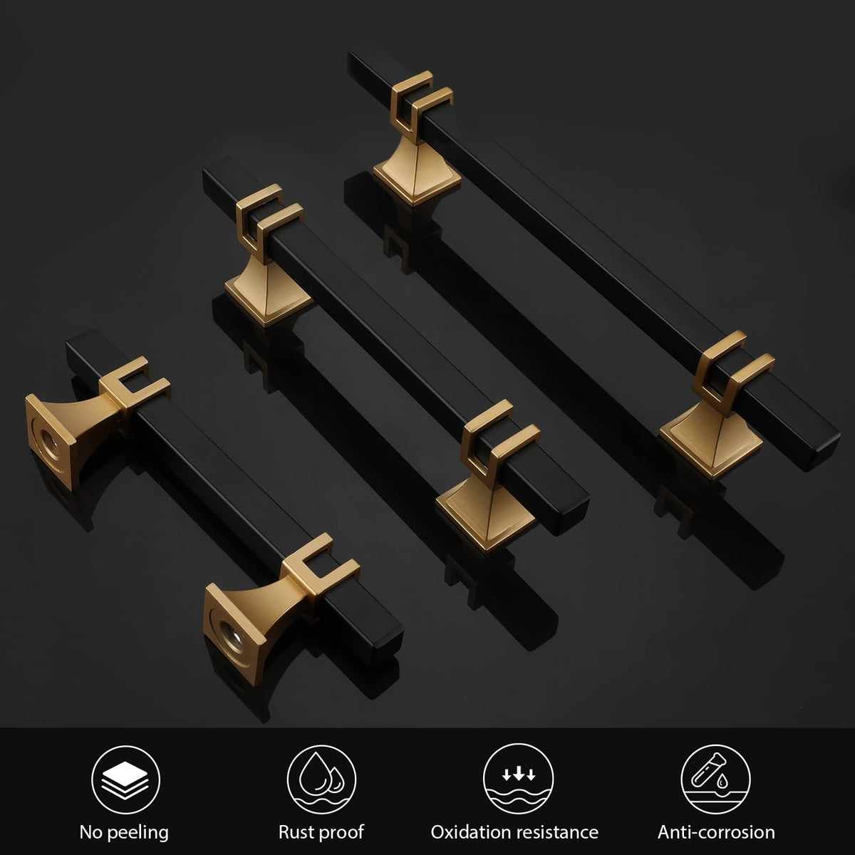 Lepatape black-gold 7.5in pulls ideal for larger drawers