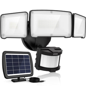 LEPOWER 1600LM solar security light front view for outdoor use