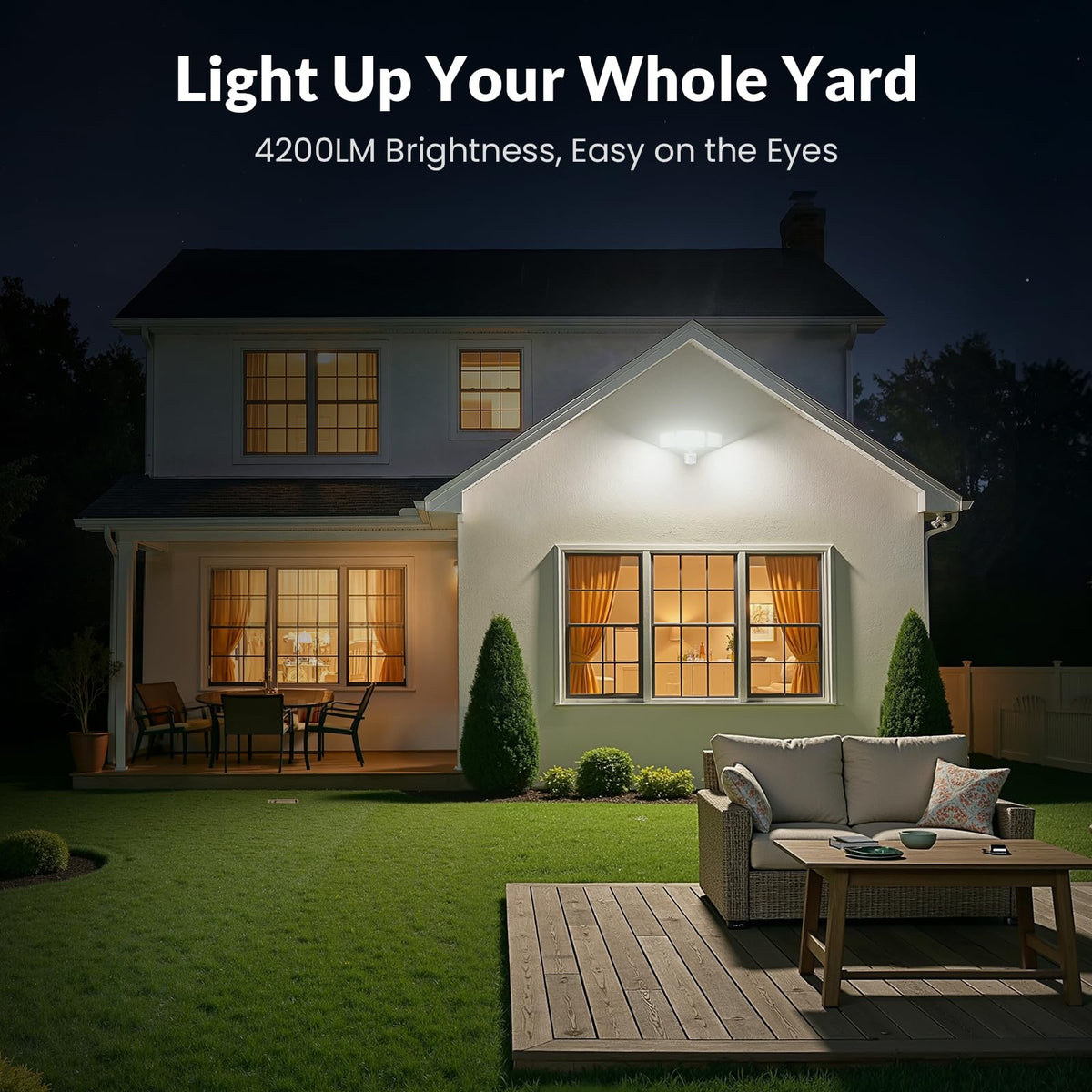 LEPOWER 38W 4200LM LED security light provides strong illumination.