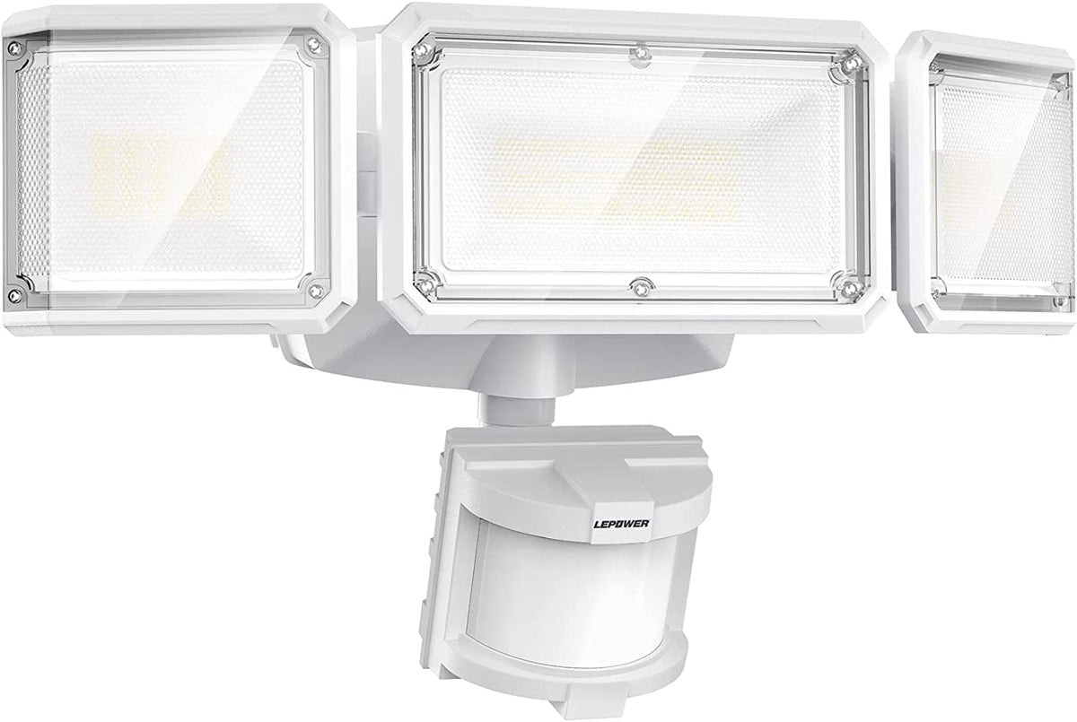 LEPOWER battery-powered flood light installation for wire-free setup.