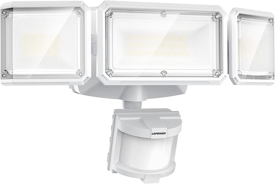 LEPOWER battery-powered flood light installation for wire-free setup.