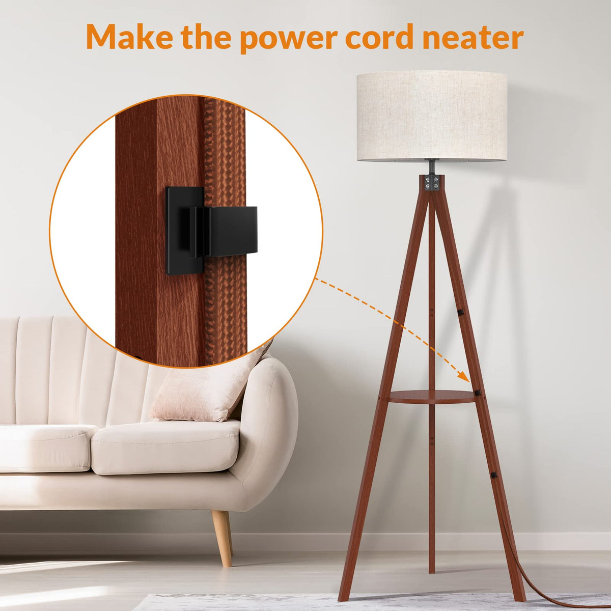 LEPOWER brown wood tripod base offers stable support and style