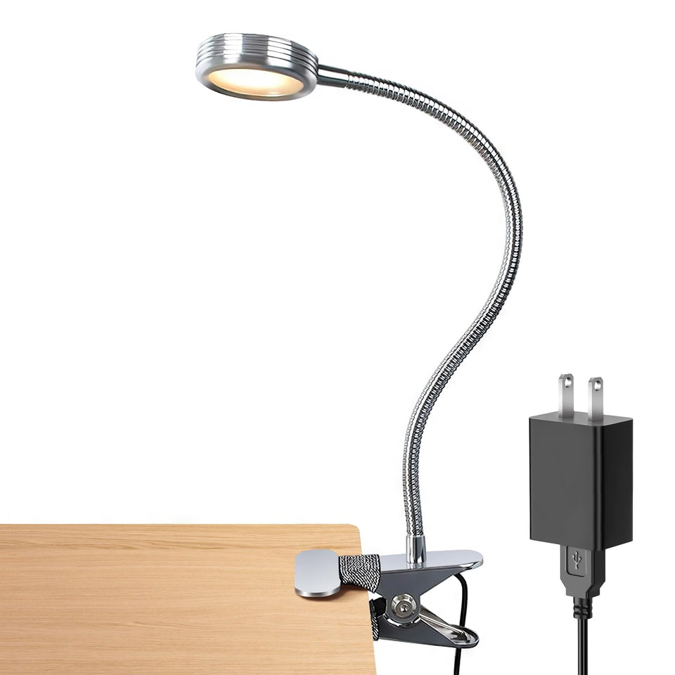 LEPOWER clip-on light attached securely to a desk edge for focused illumination