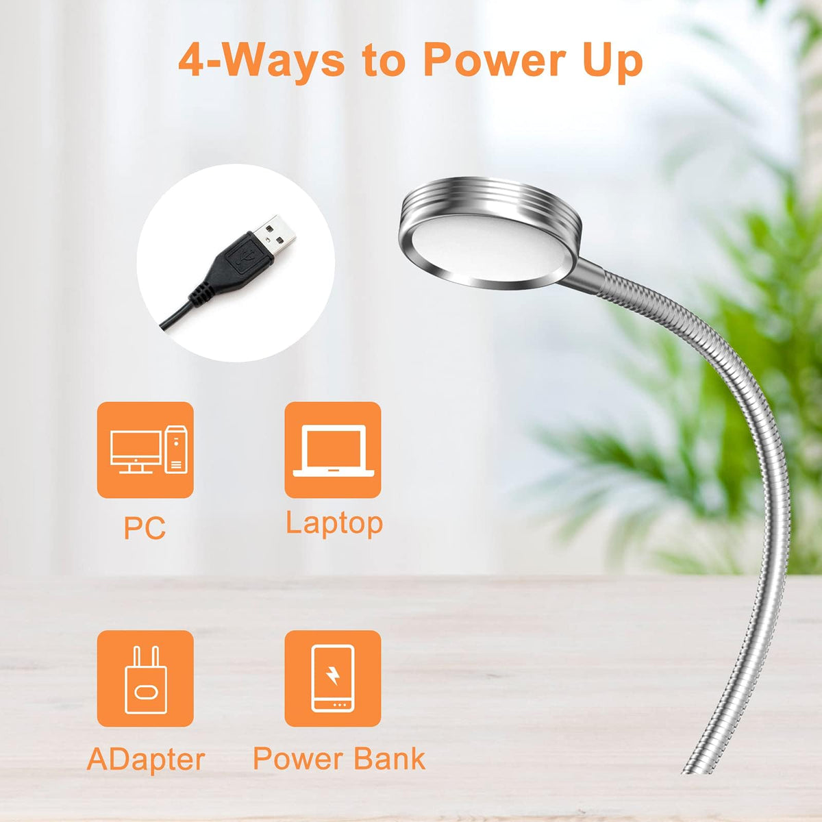 LEPOWER powered via USB with a compact outlet setup