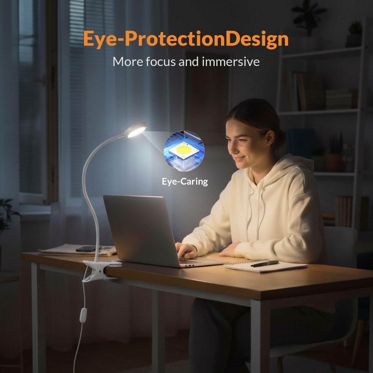 LEPOWER color-changeable light with warm and white options for mood settings