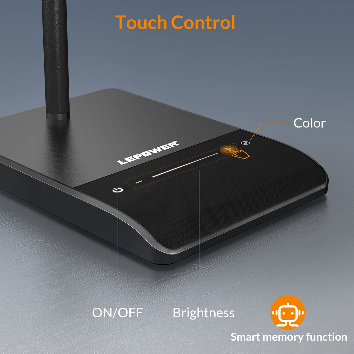 LEPOWER compact black lamp fits small desks or bedside use.