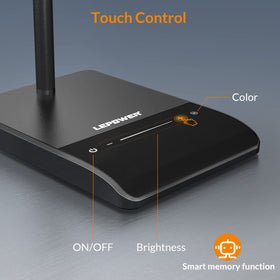 LEPOWER compact black lamp fits small desks or bedside use.