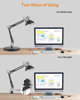 LEPOWER desk lamp clamp enables versatile mounting on desks or shelves