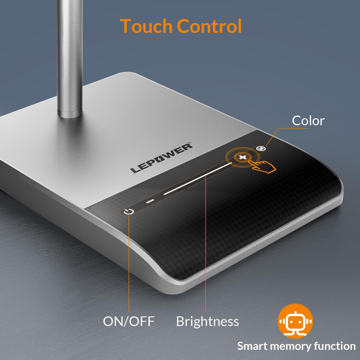 LEPOWER lamp demonstrating memory function to recall last settings.