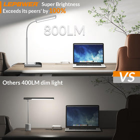 LEPOWER desk lamp touch control bar enables easy brightness adjustment.