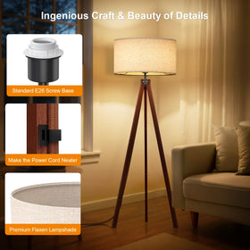 LEPOWER flaxen linen shade glows softly, ideal for reading or relaxing corners.