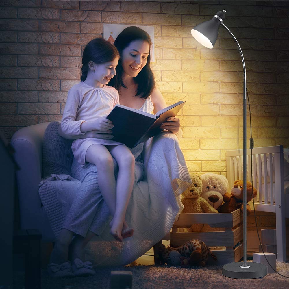 LEPOWER black floor lamp—modern style complements living spaces.
