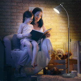 LEPOWER black floor lamp—modern style complements living spaces.