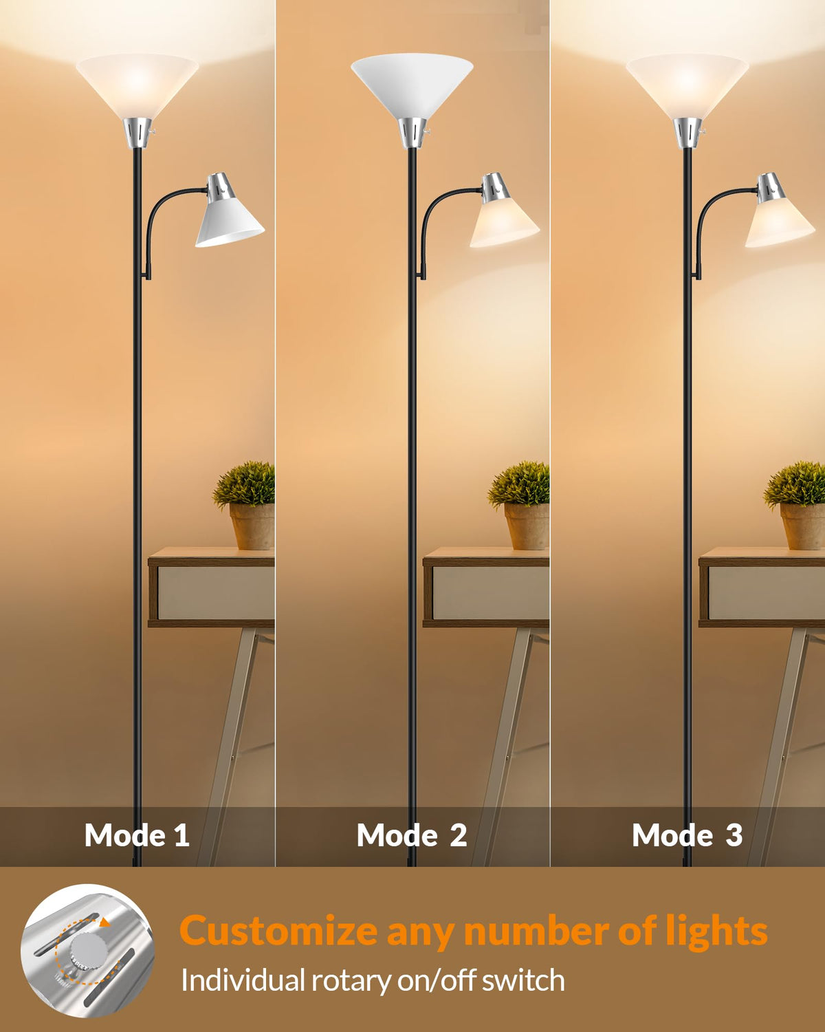 LEPOWER floor lamp frosted shade for soft, even diffusion