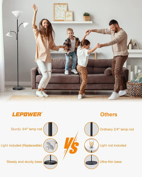 LEPOWER floor lamp featuring a stable, heavy base for safer placement
