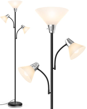 LEPOWER floor lamp with three LED lights offering versatile living room illumination