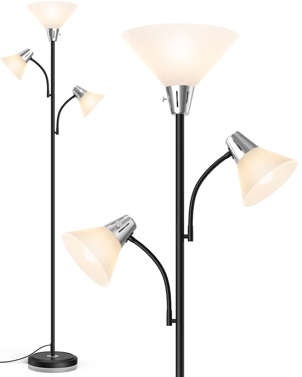 LEPOWER floor lamp with three LED lights offering versatile living room illumination