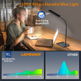 LEPOWER gooseneck 360° adjustable arm directs light precisely.