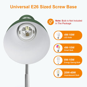 LEPOWER metal desk lamp with E26 base for easy bulb replacement.