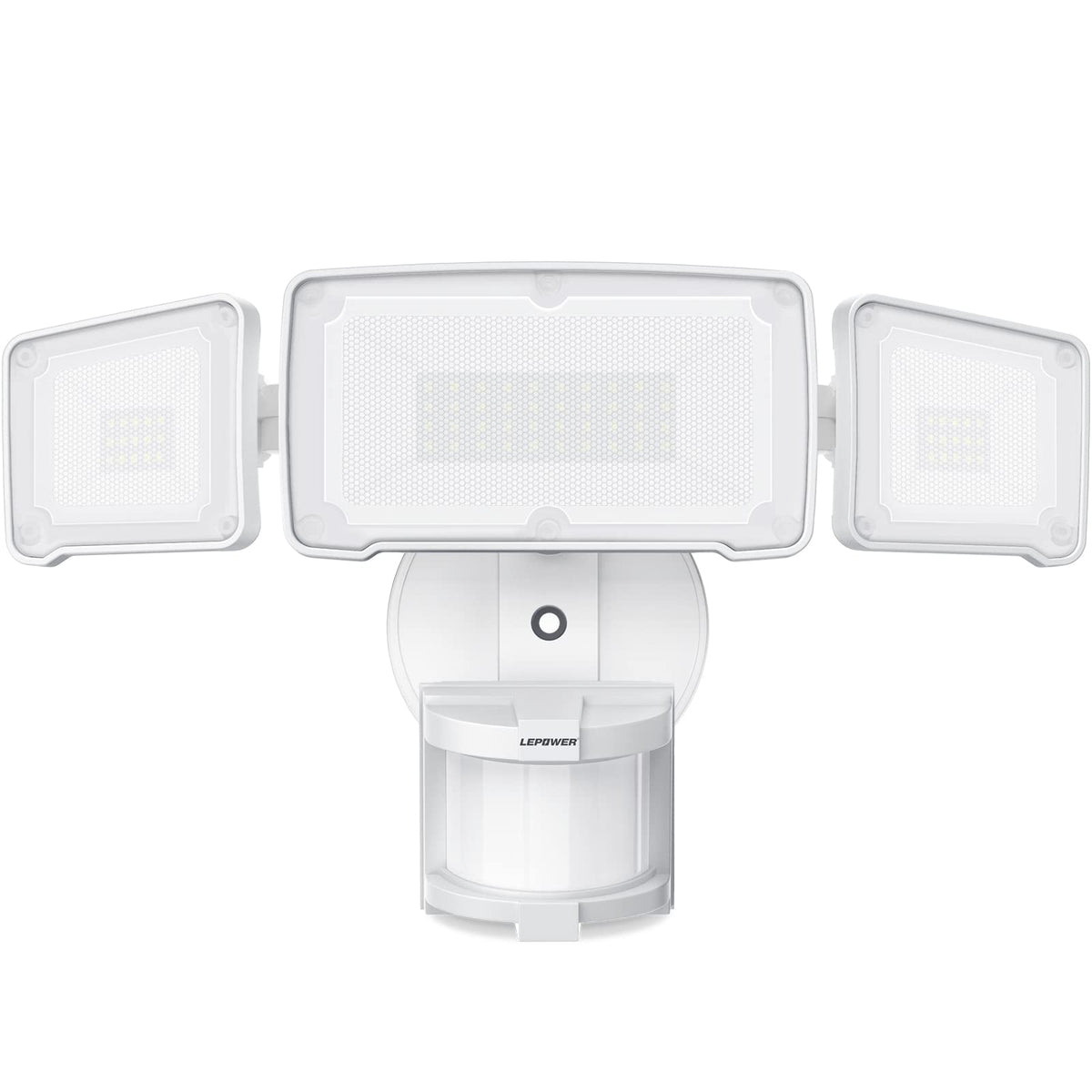 LEPOWER LED security light with three heads brightens entryways.
