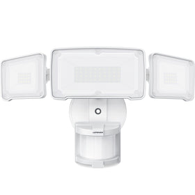 LEPOWER LED security light with three heads brightens entryways.