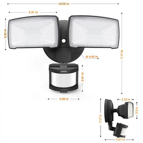 LEPOWER adjustable heads provide flexible coverage for garage and yard.