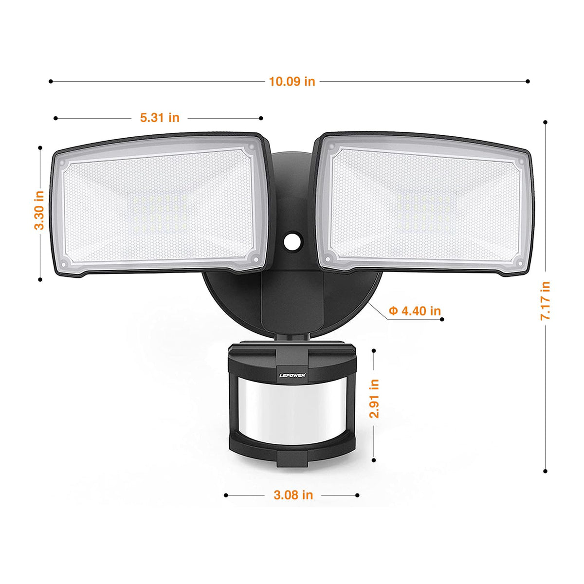 LEPOWER external flood light activated by motion for safety.
