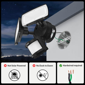 LEPOWER two-heads tilt-adjustment close-up for precise porch illumination.