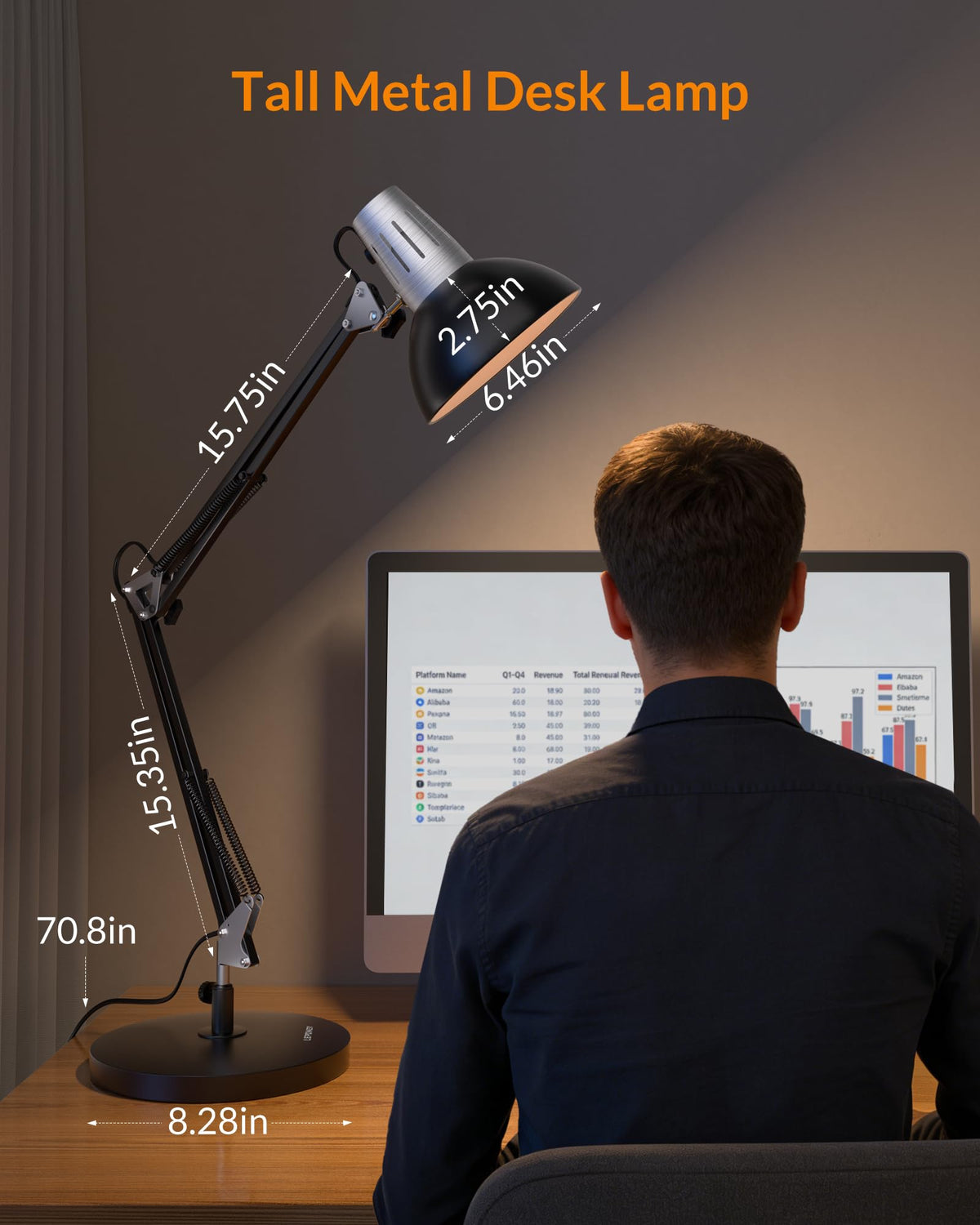 LEPOWER desk lamp arm offers flexible positioning for precise illumination