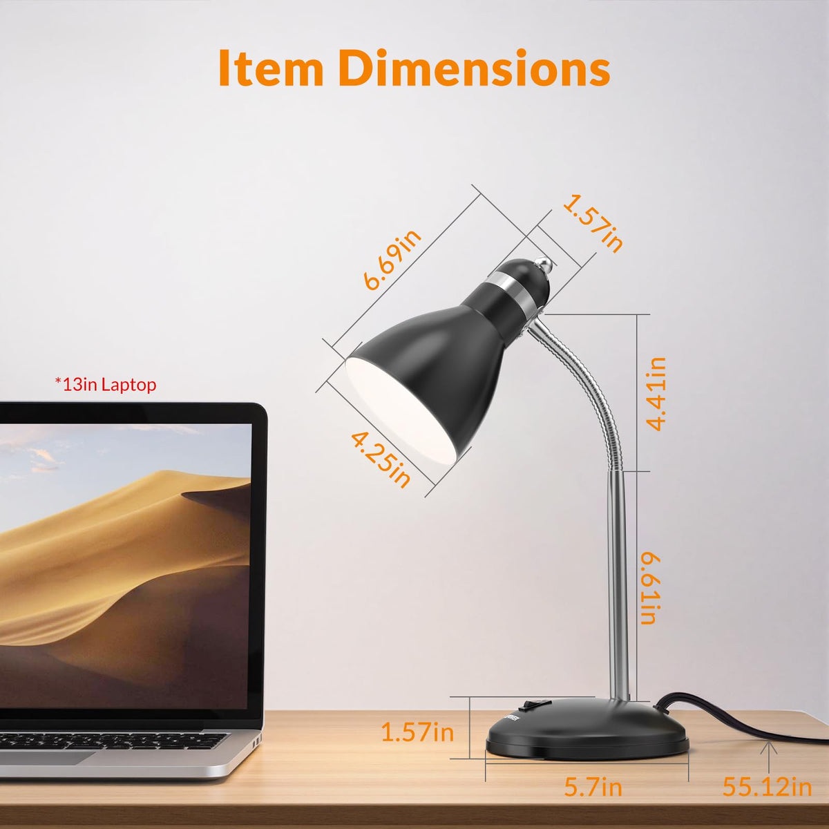 LEPOWER metal desk lamp shade provides focused light with modern style.
