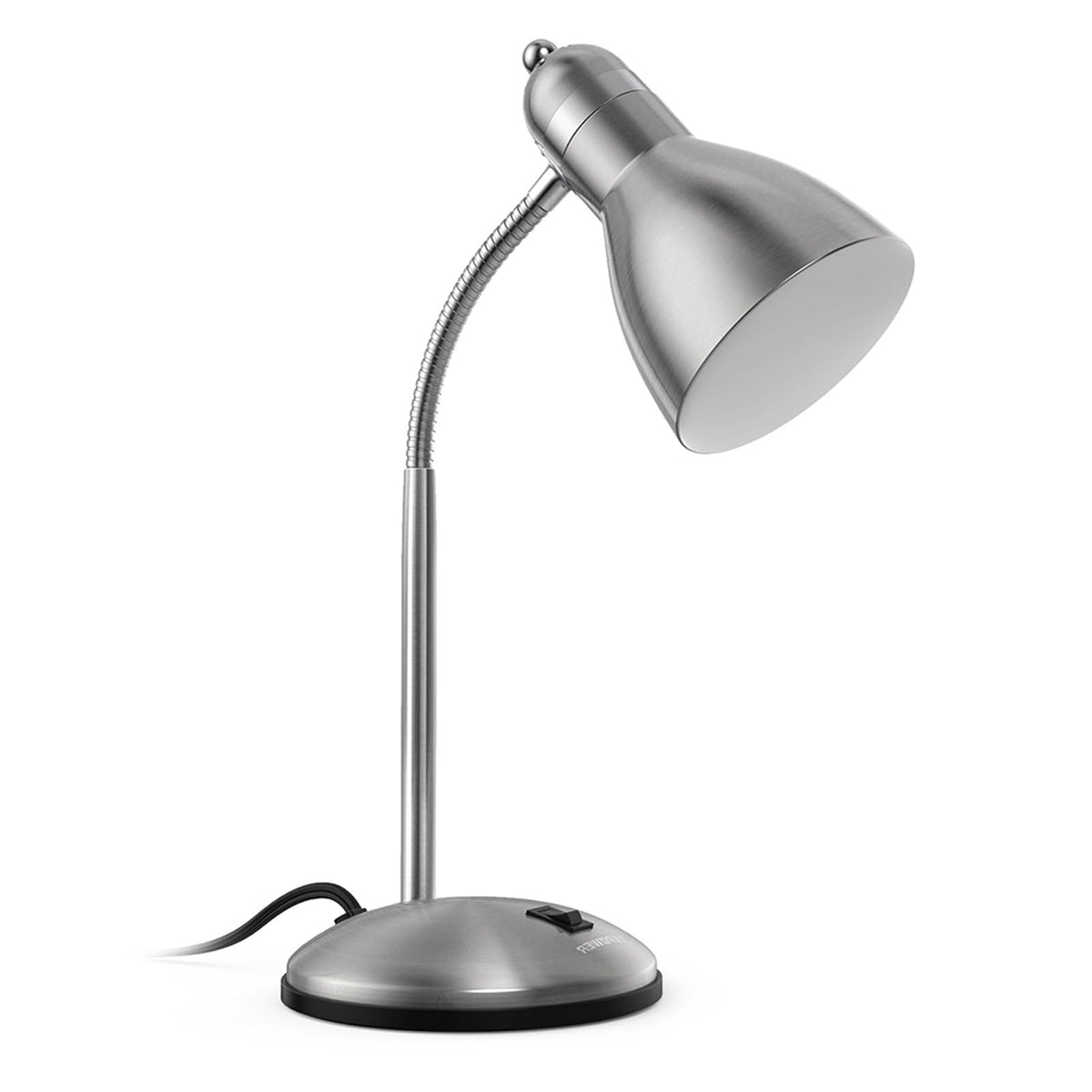 LEPOWER Silver finish lamp complements dorms and desks with style.