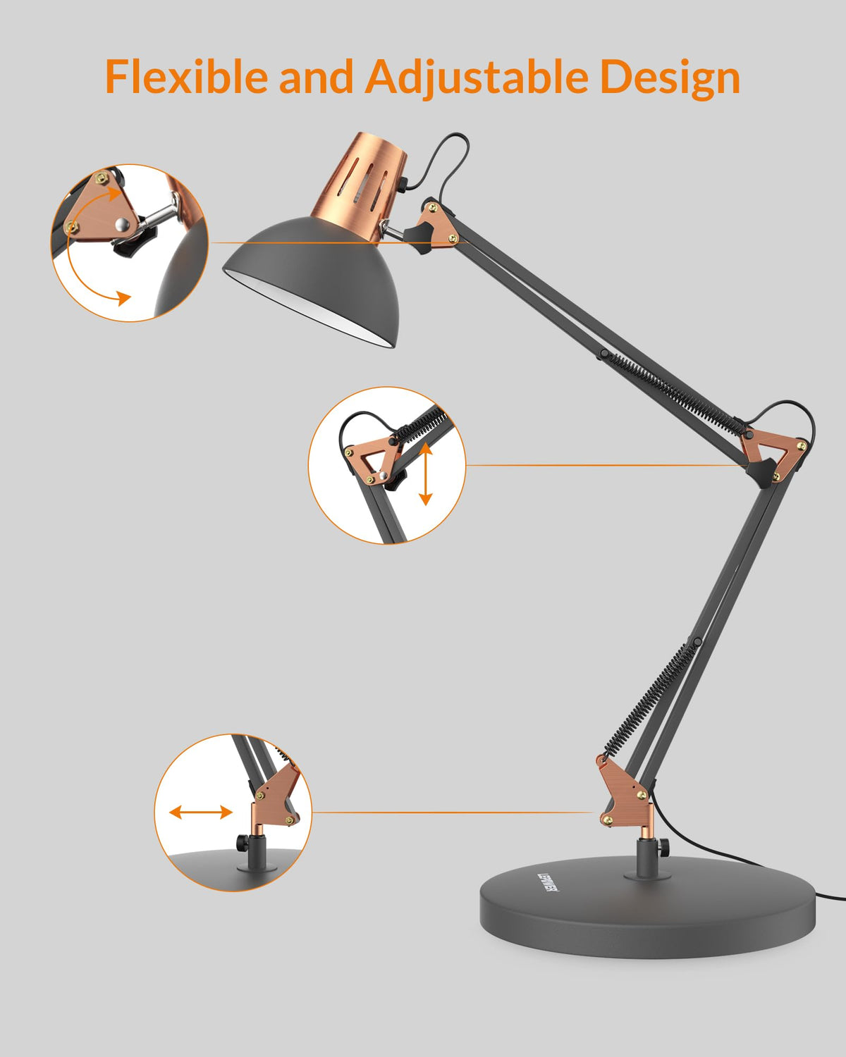 LEPOWER sturdy base keeps the lamp steady on busy desks.