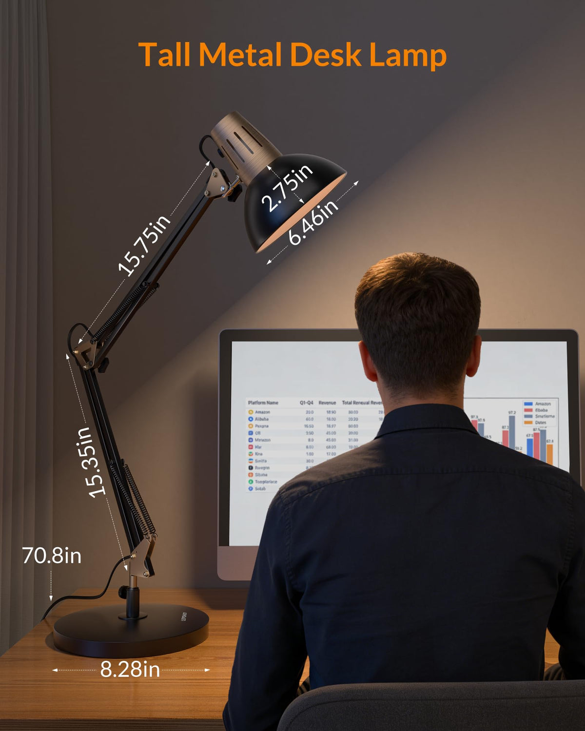 LEPOWER swivel arm enables flexible lighting angles for reading and work.