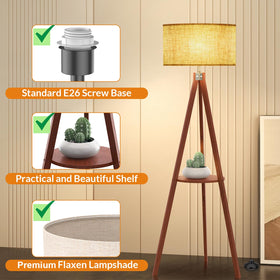 LEPOWER mid-century wood tripod lamp complements modern interiors with warm glow