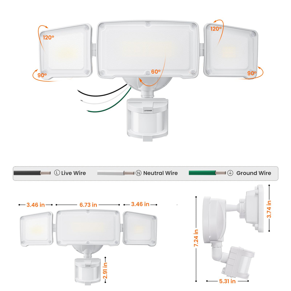 LEPOWER ideal for porch, garage, or yard illumination.