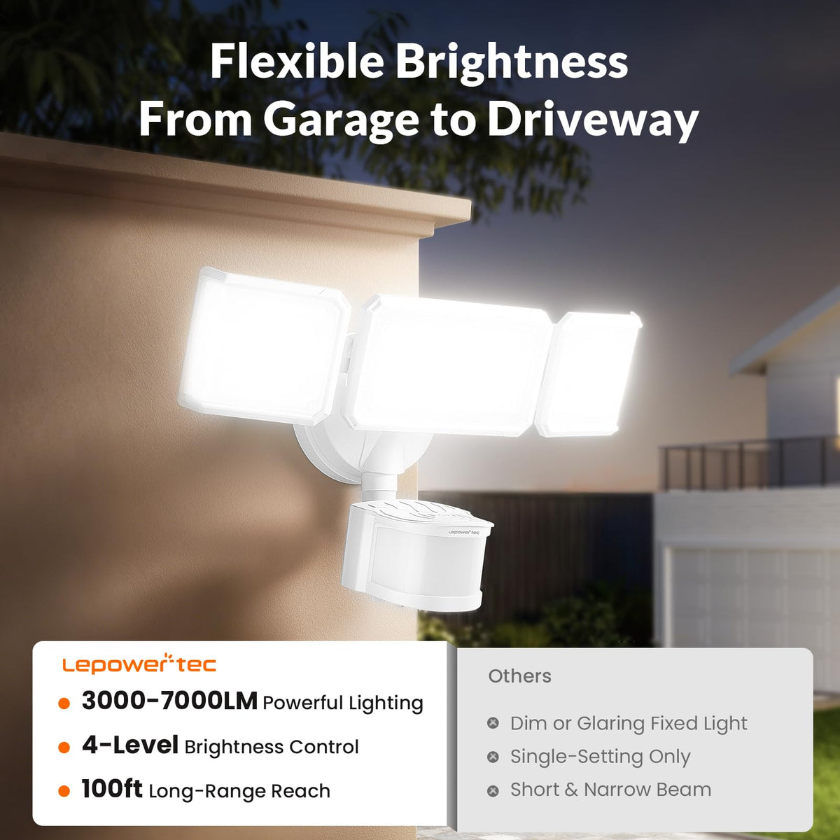 LEPOWER-TEC dusk-to-dawn option provides safe illumination without manual switching