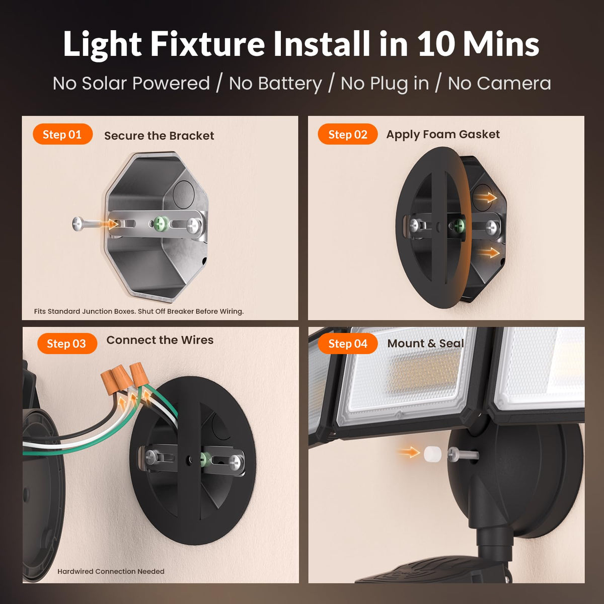 LEPOWER-TEC wall/eave mount installation for easy setup