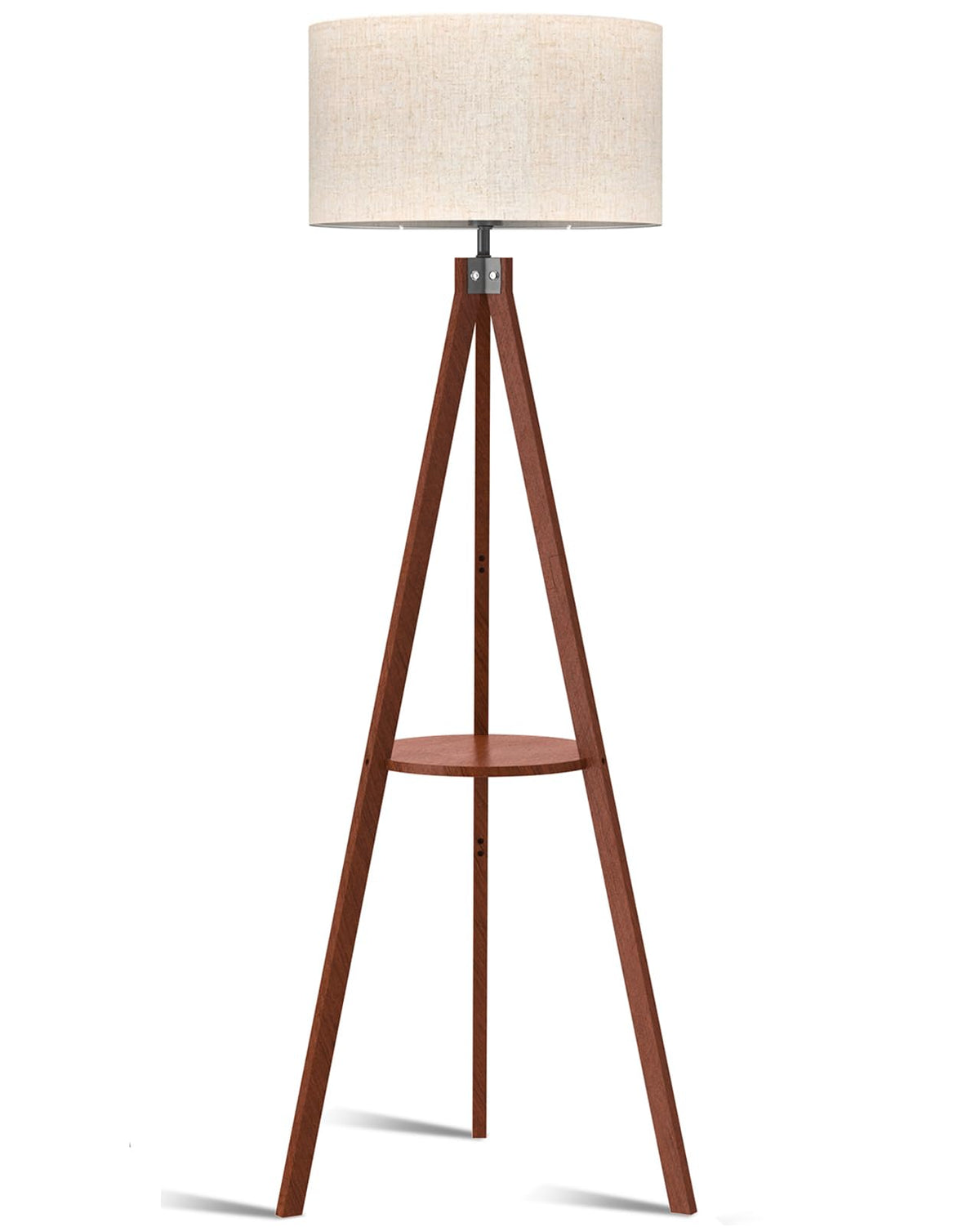 LEPOWER tripod floor lamp with wood shelf provides sturdy storage and decor