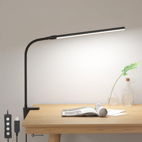 Lepro clip-on desk lamp highlights space saving lighting for a tidy workstation