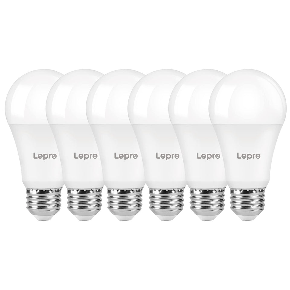 Lepro dimmable bulbs in a 6-pack illuminate a lamp with energy efficiency