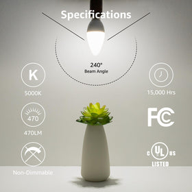 Lepro E12 daylight 5000K side-view bulb highlights chandelier glow.