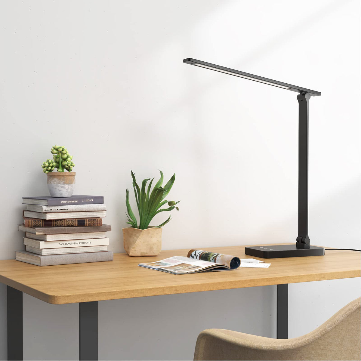 Eye-friendly diffused light from Lepro lamp reduces glare during reading.