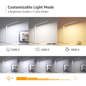Lepro LED desk lamp-5-brightness-levels adjusts for reading, studying, and crafting.