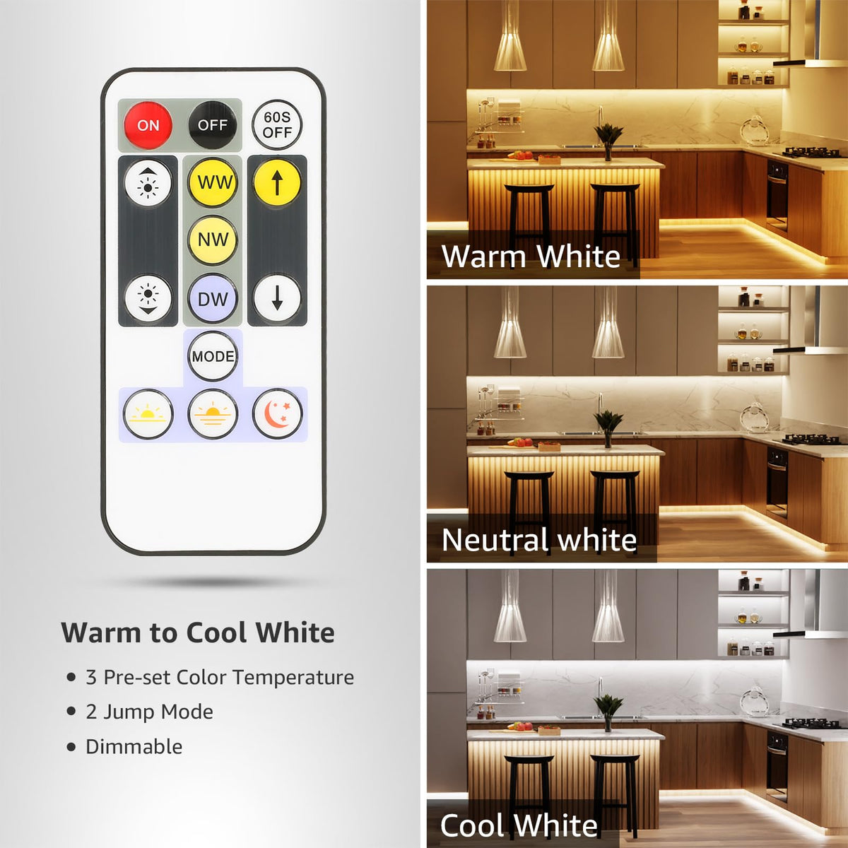 Strong 3M adhesive backing on Lepro LED strip light for secure mounting.
