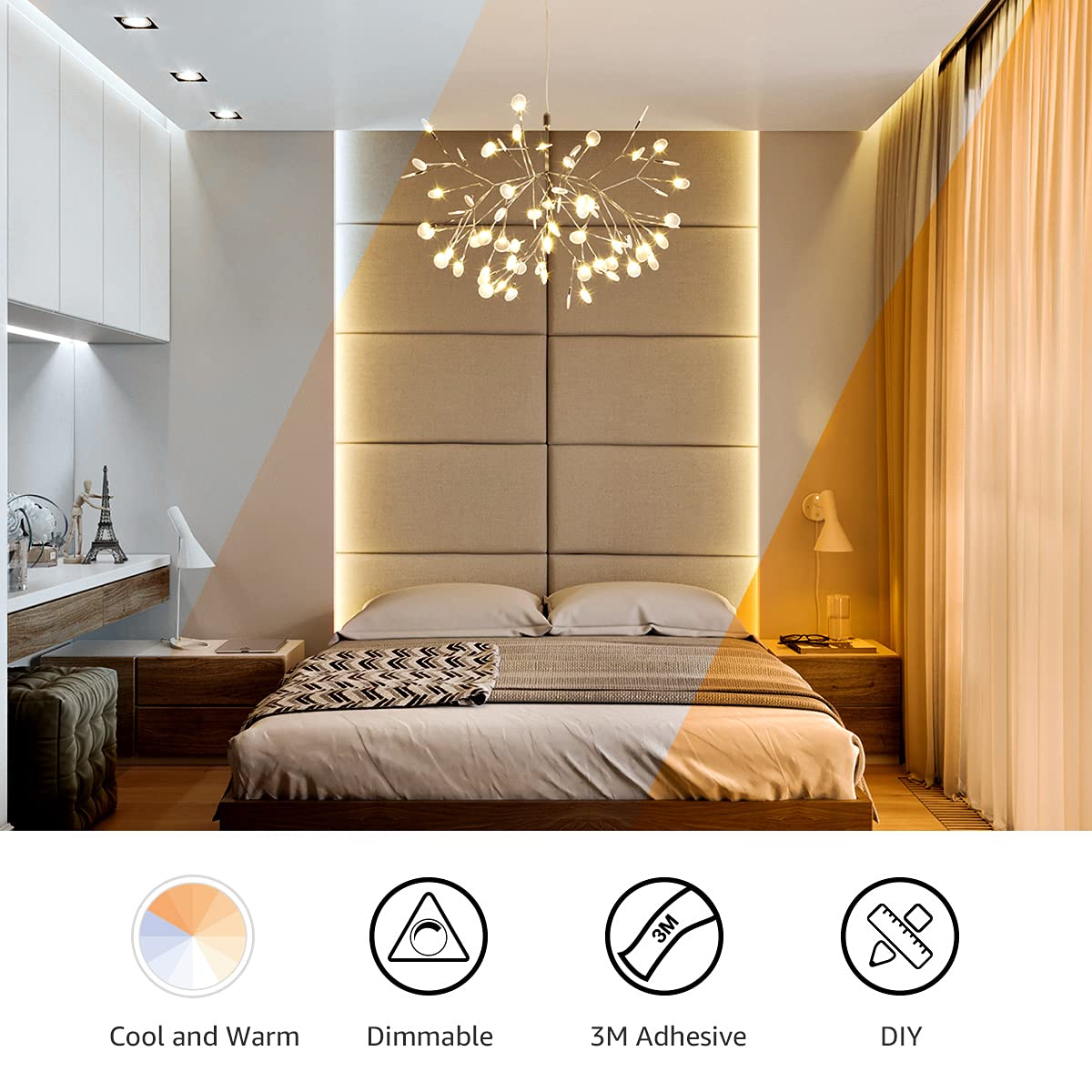 Lepro LED strip light installed under cabinet for bright task lighting.
