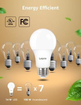 Lepro long-life bulb rated 15000 hours reduces replacements over time.