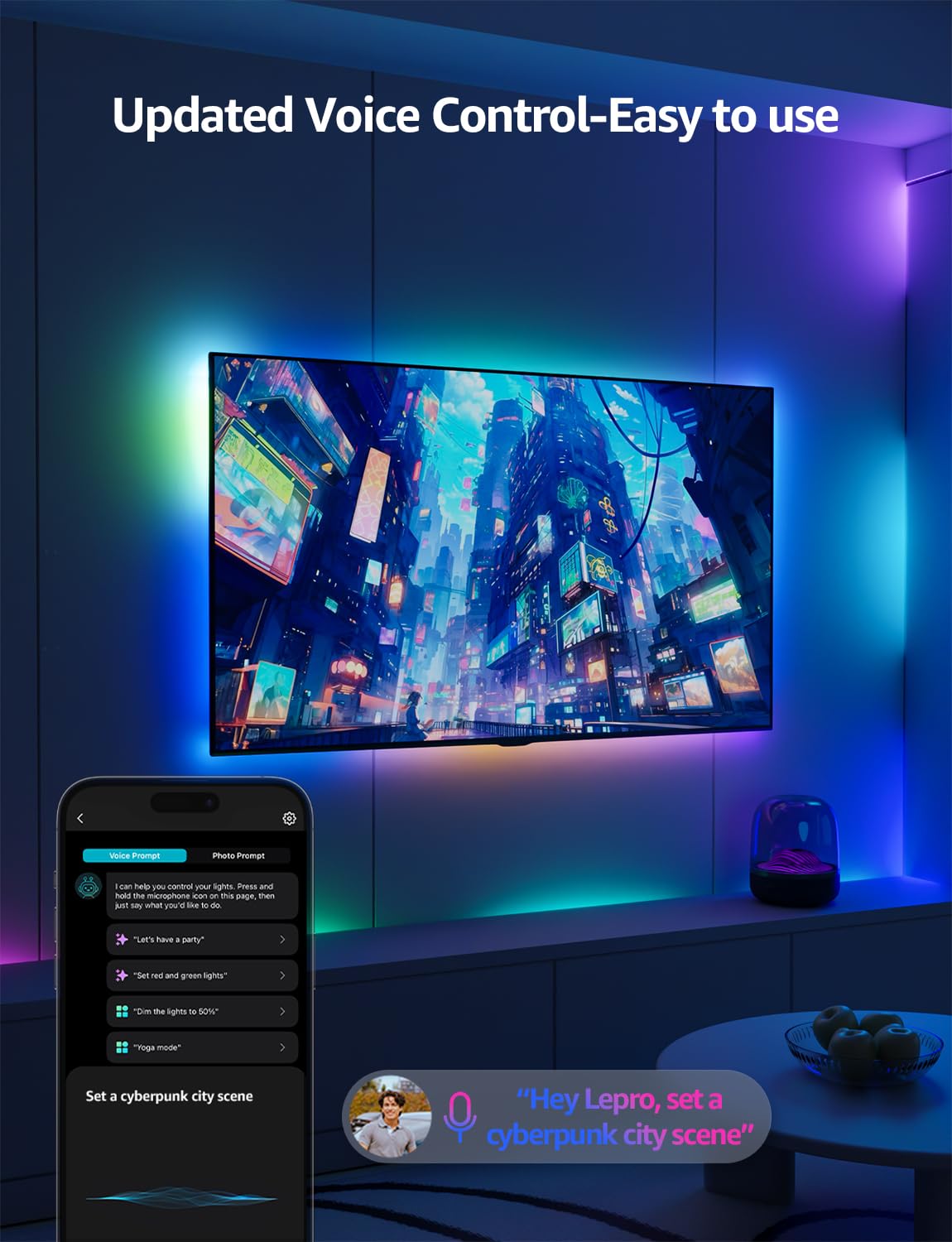 Lepro S1 AI LED strip enabling DIY segment customization for per-zone effects.