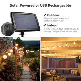 Lepro 26 LED G40 bulbs line a pergola for evening lighting